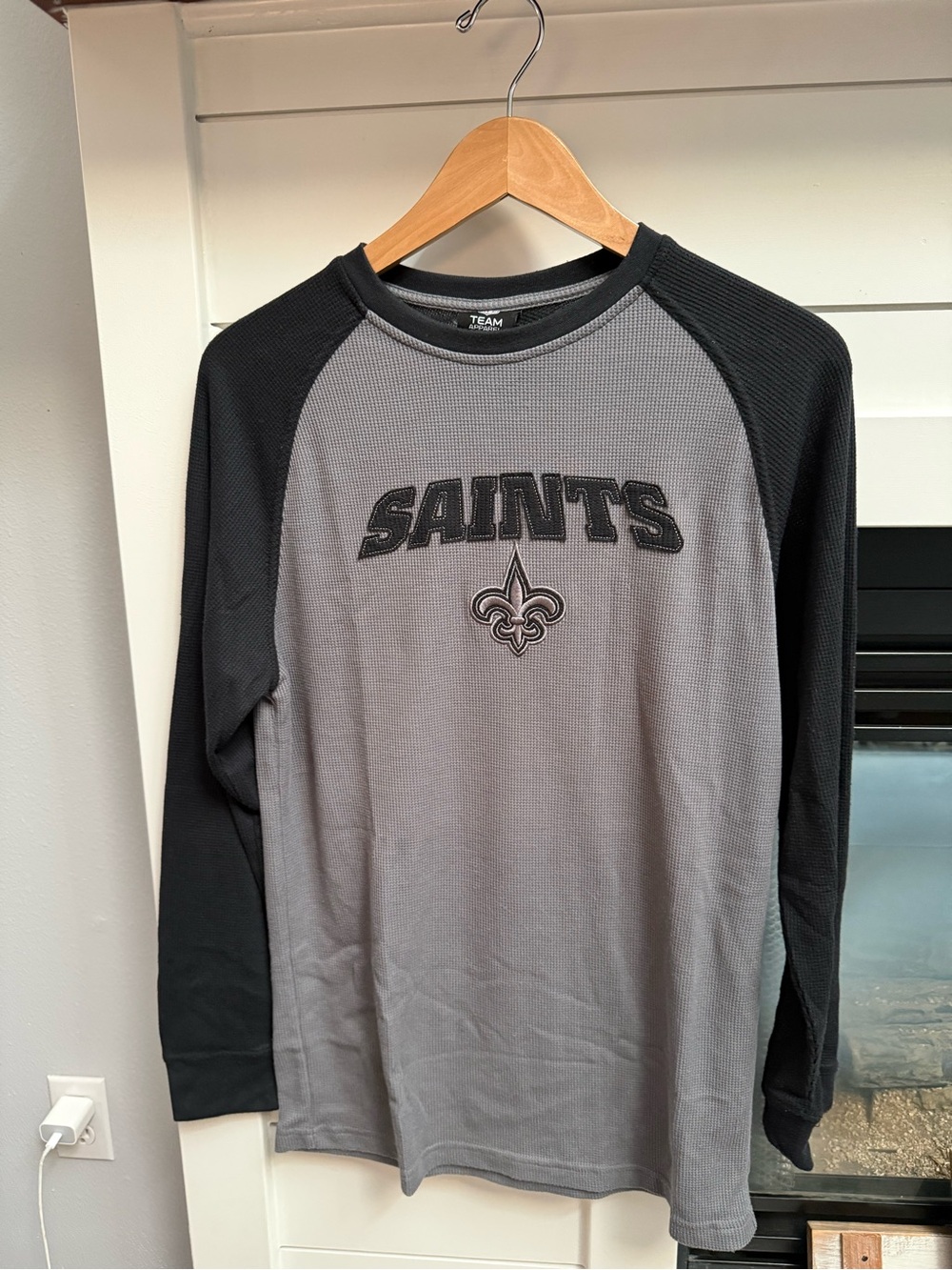 NFL apparel New Orlean Saints Long-Sleeve Thermal embroidered logo  black/gray